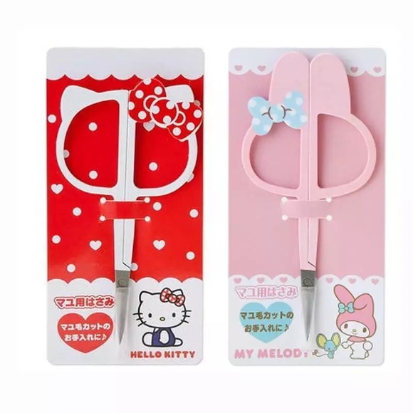 Eyebrow trimmer scissors small bow cartoon hello Kitty my melody pink red - Picture 9 of 11